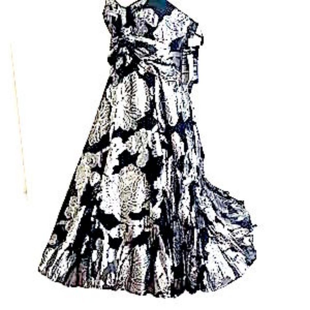 Calvin Klein NWT Black & Silver Metallic Dress  8
